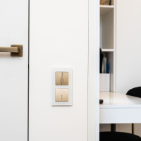 Выключатель двухклавишный с подсветкой шампань рифленый WL10-SW-2G-LED Werkel