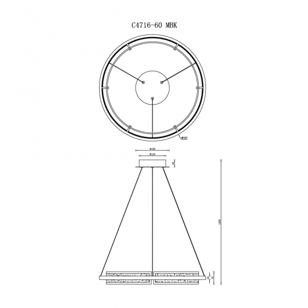 Подвесная люстра iLedex Meridian C4716-60 MBK