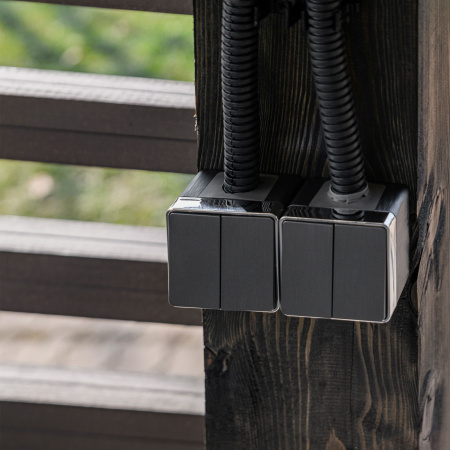 Выключатель двухклавишный влагозащищенный Gallant графит рифленый WL15-03-02 Werkel