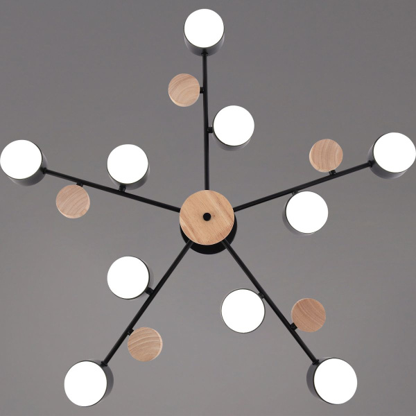 Люстра на штанге Reluce 03758-0.3-10 BK+WOOD GX53