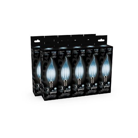 Лампа светодиодная филаментная Gauss E14 11W 4100К прозрачная 104801211