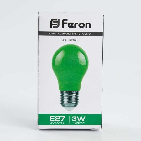 Лампа светодиодная Feron E27 3W зеленый Шар Матовая LB-375 25922