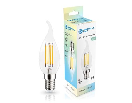 Филаментная светодиодная лампа Ambrella Light Bulbing E14 11W 4000K свеча на ветру 351124