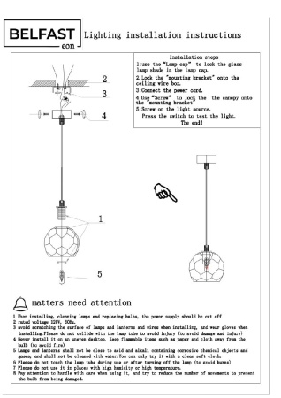 Подвесной светильник Belfast Clifton D3315-1 GL CL