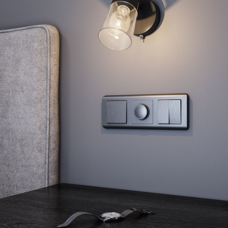 Выключатель  двухклавишный графит рифленый WL04-SW-2G Werkel