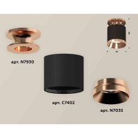 Комплект накладного светильника Ambrella light Techno Spot XS7402121 SBK/PPG черный песок/золото розовое полированное (N7930, C7402, N7035)