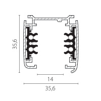 Шинопровод шестиконтактный трехфазный со стыковочными пазами, 2м Lightstar Quattro/DALI/ 504028-DALI