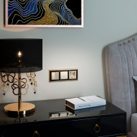 Выключатель двухклавишный с подсветкой шампань рифленый WL10-SW-2G-LED Werkel