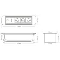 Блок розеток MX-117 (3 секции, 2 USB и RJ-45) Mebax 00-00001184