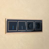 Выключатель одноклавишный проходной с подсветкой черный матовый WL08-SW-1G-2W-LED Werkel