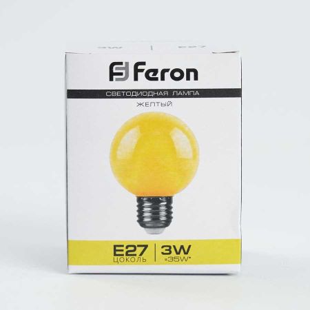 Лампа светодиодная Feron Е27 3W желтый Шар Матовая LB-37125904