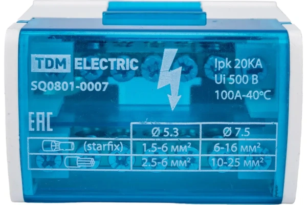 Шина "N" нулевая на DIN-рейку в корпусе 2х7 групп TDM