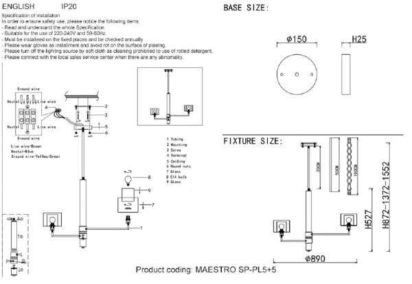 Потолочная люстра Crystal Lux MAESTRO SP-PL5+5 GOLD