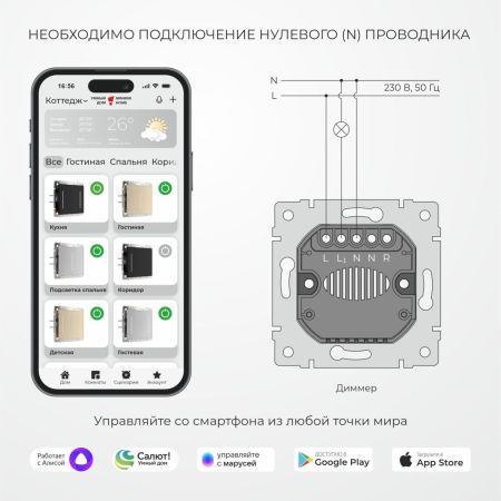 Умный сенсорный диммер Werkel W3443141 4690389213830 a069766