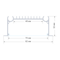 Профиль П-образный встраиваемый Apeyron ширина ленты до 48мм (рассеиватель, заглушки - 2шт) 08-29