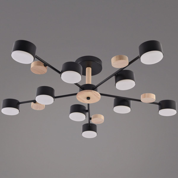 Люстра на штанге Reluce 03758-0.3-10 BK+WOOD GX53