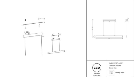 Подвесной светодиодный светильник Maytoni Step P010PL-L30W