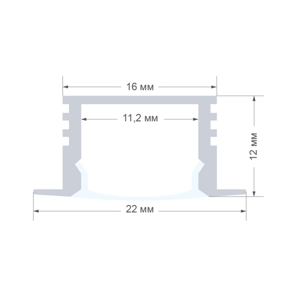 Профиль встраиваемый Apeyron ширина ленты до 10мм (рассеиватель, заглушки - 2шт) 08-11
