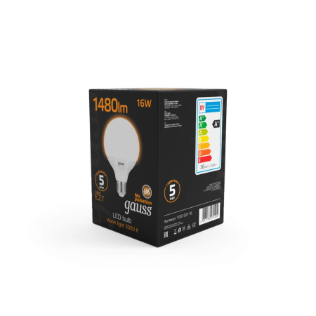 Лампа светодиодная E27 16W 3000K шар матовый 105102116