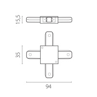 Соединитель X-образный однофазный к 50202X-P, 50203X-P Barra Lightstar 502147-P