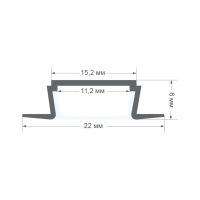 Профиль встраиваемый Apeyron ширина ленты до 10мм (рассеиватель, заглушки - 2шт) 08-02-ЧБ