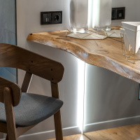 Выключатель двухклавишный проходной с подсветкой черный матовый WL08-SW-2G-2W-LED Werkel