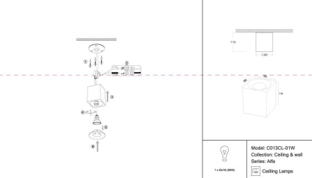 Потолочный светильник Maytoni Alfa C013CL-01W