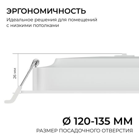 Встраиваемая светодиодная панель Apeyron 3 ССT 06-167