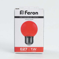 Лампа светодиодная Feron E27 1W Красный Шар Матовая LB-37 E27 1W Красный 25116
