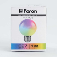 Лампа светодиодная Feron E27 1W RGB матовая LB-37 38126