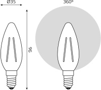 Светодиодная филаментная лампа Gauss Basic Filament E14 4W 4000K свеча 50312242