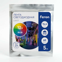 Светодиодная влагозащищенная лента Feron 14,4W/m 60LED/m 5050SMD RGB 5M LS607 27651