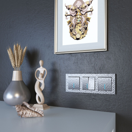 Выключатель Werkel Hammer двухклавишный с подсветкой серебряный W1220106