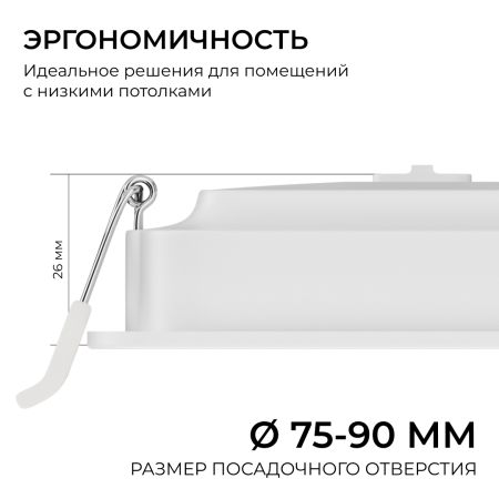 Встраиваемая светодиодная панель Apeyron 3 ССT 06-165