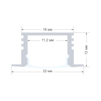 Профиль встраиваемый Apeyron ширина ленты до 10мм (рассеиватель, заглушки - 2шт) 08-11
