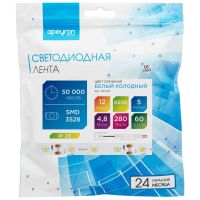 Светодиодная лента Apeyron 12В СТ 4,8Вт/м smd3528, 60д/м IP20 280Лм/м 5м 6500К 00-02