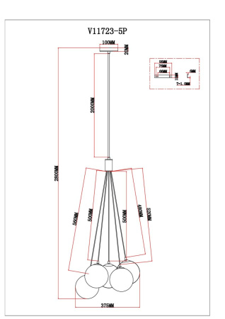Подвесной светильник Moderli Renny V11723-5P