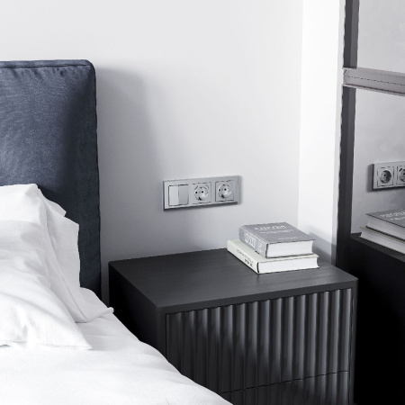 Перекрестный выключатель двухклавишный (серебряный матовый) Werkel W1123065 4690389196881 a064030