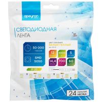 Светодиодная лента Apeyron 12В СТ 14,4Вт/м smd5050 60д/м IP20 700Лм/м 5м 3000К 00-16