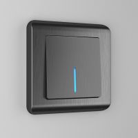 Выключатель одноклавишный с подсветкой графит рифленый WL04-SW-1G-LED Werkel
