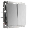 Выключатель двухклавишный серебряный рифленый WL09-SW-2G Werkel