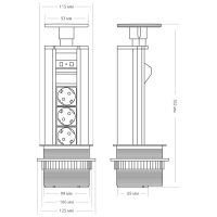 Блок розеток 12S (3 секции и 2 USB) Mebax 00-00001165
