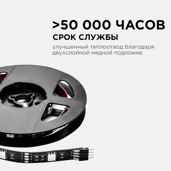 ТВ подсветка, комплект светодиодной ленты Apeyron 5В 5050 7,2Вт/м RGB 2*0,5м IP20 10-70