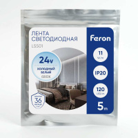 Светодиодная лента Feron 11W/m 120LED/m 2835SMD холодный белый 5М LS501 41058