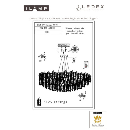 Подвесная люстра iLamp Savage 8006-D800 GD