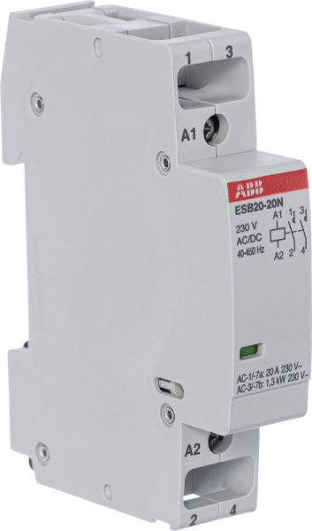 Модульный контактор ABB ESB20-20N модульный (20А АС-1 2НО) катушка 230В AC/DC