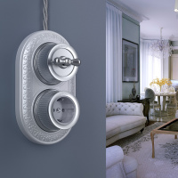 Выключатель на 4 положения двухклавишный матовый хром ретро WL19-01-05 Werkel