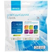 Светодиодная лента Apeyron 12В СТ 9,6Вт/м smd3528, 120д/м IP20 600Лм/м 5м 6500К 00-31