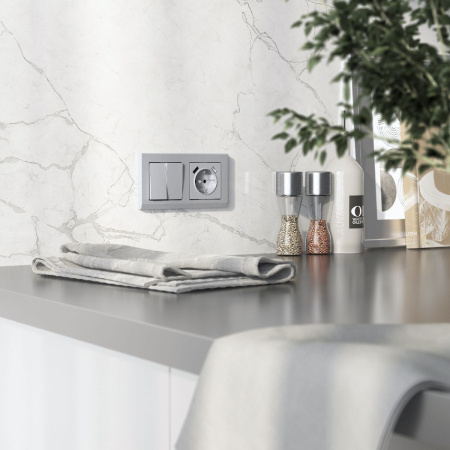 Перекрестный выключатель двухклавишный (серебряный матовый) Werkel W1123065 4690389196881 a064030