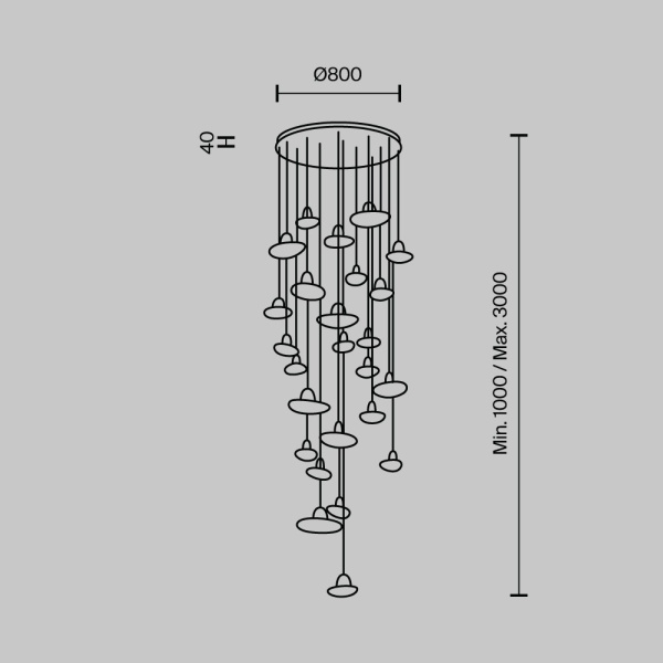 Каскадная люстра Modestyle MS.2326.25 BK